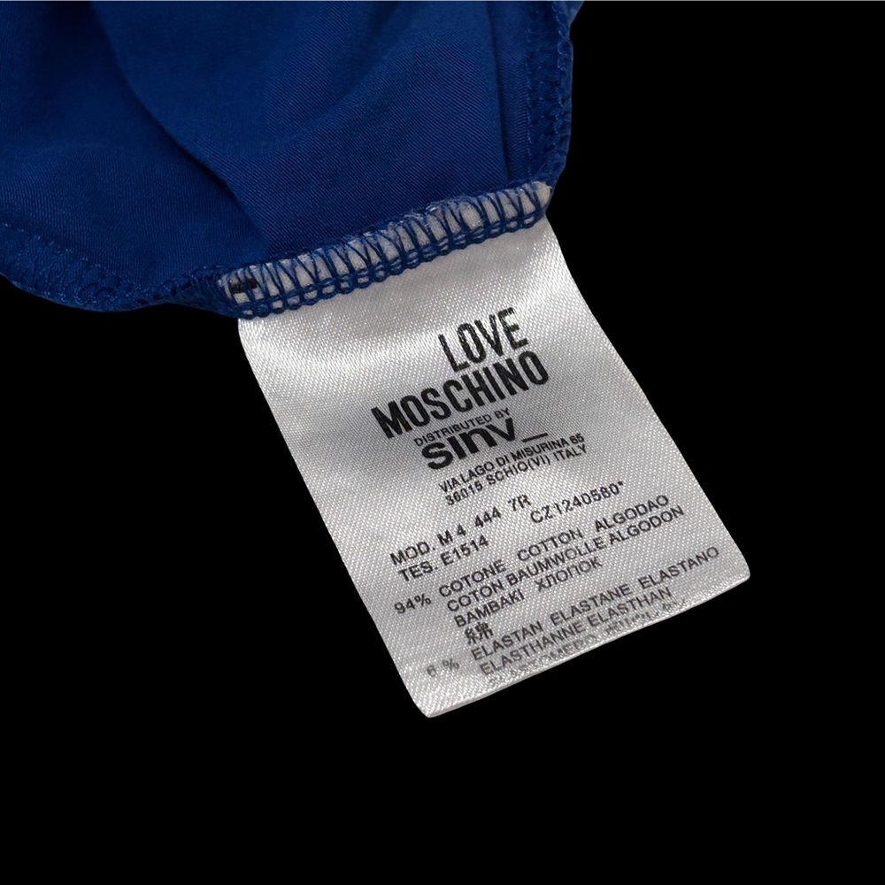Love Moschino Black Bird Graphic Shirt Pullover Royal Blue Monogrammed UNISEX - Picture 8 of 14